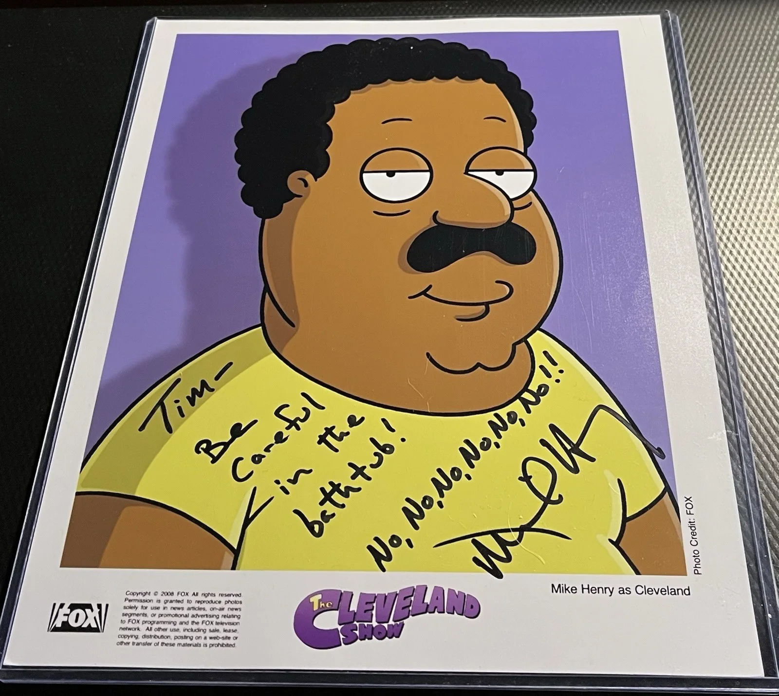 Mike Henry aka Cleveland Show Signed 8x10 Photograph w/ Top Loader & COA, image 3