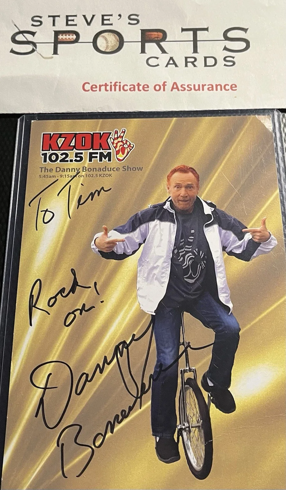 Danny Bonaduce — Danny Bonaduce aka Partridge Family Signed 5x7 KZOK Promo w/ Top Loader & COA