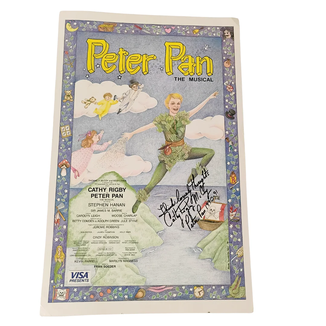 Cathy Rigby — 1990 Peter Pan The Musical Poster | Signed Cathy Rigby | 22" x 14", изображение 2