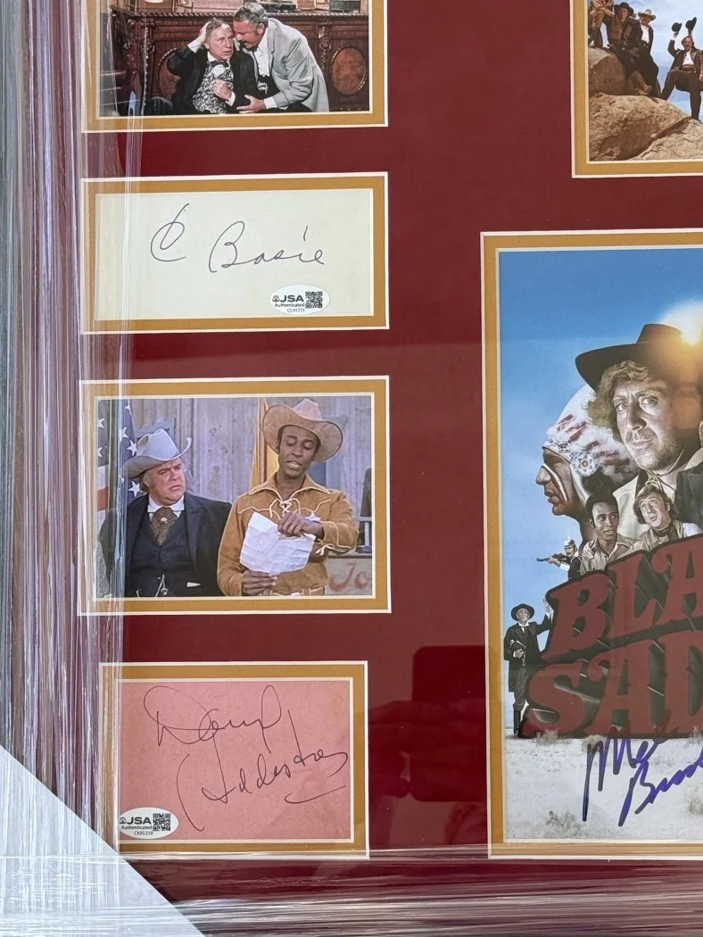 Mel Brooks, Cleavon Little, Gene Wilder, Harvey Koreman — Blazing Saddles Signed Cast Cuts & Photo Mel Brooks Gene Wilder +9 Framed JSA, изображение 3