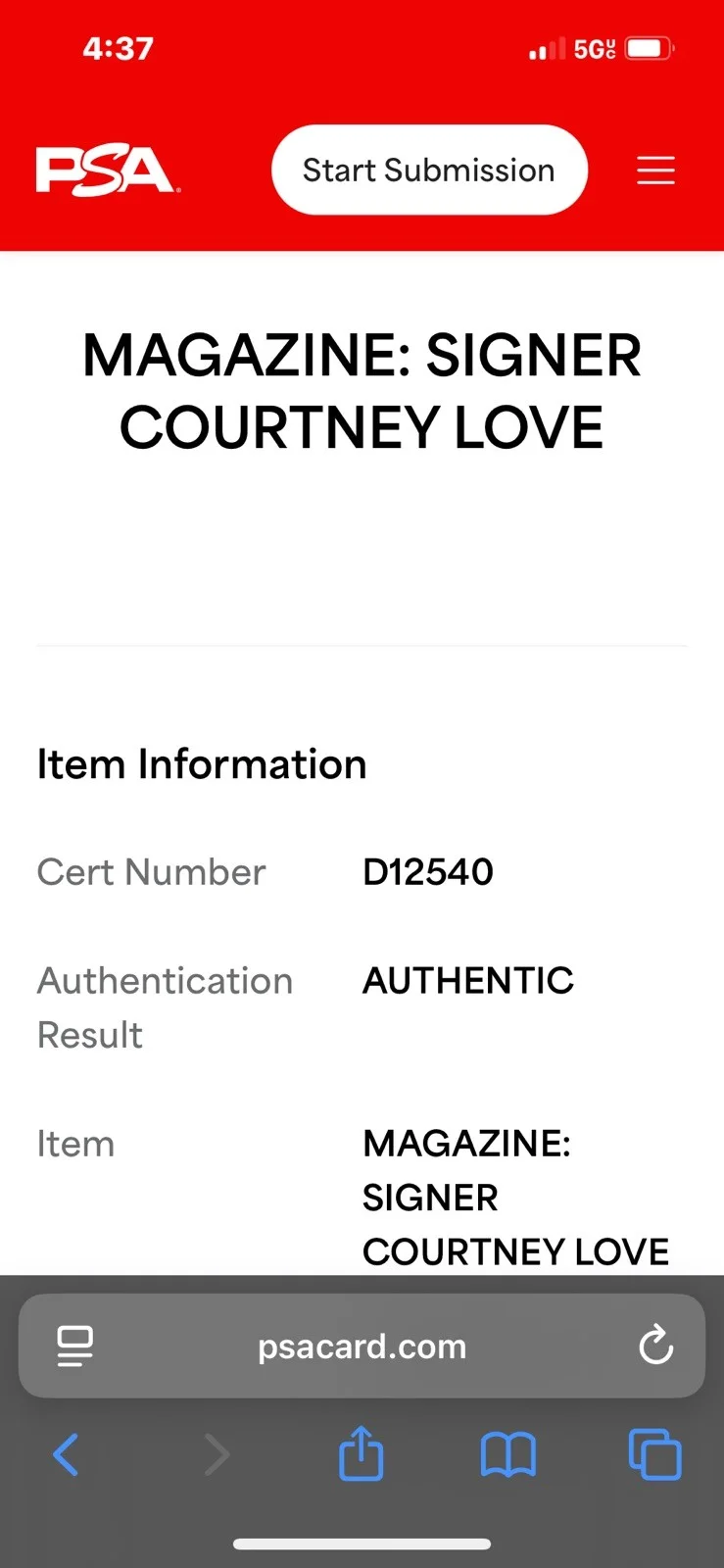 COURTNEY LOVE HOLE AUTOGRAPHED SIGNED ALLURE MAGAZINE CERTIFIED AUTHENTIC PSA, изображение 4