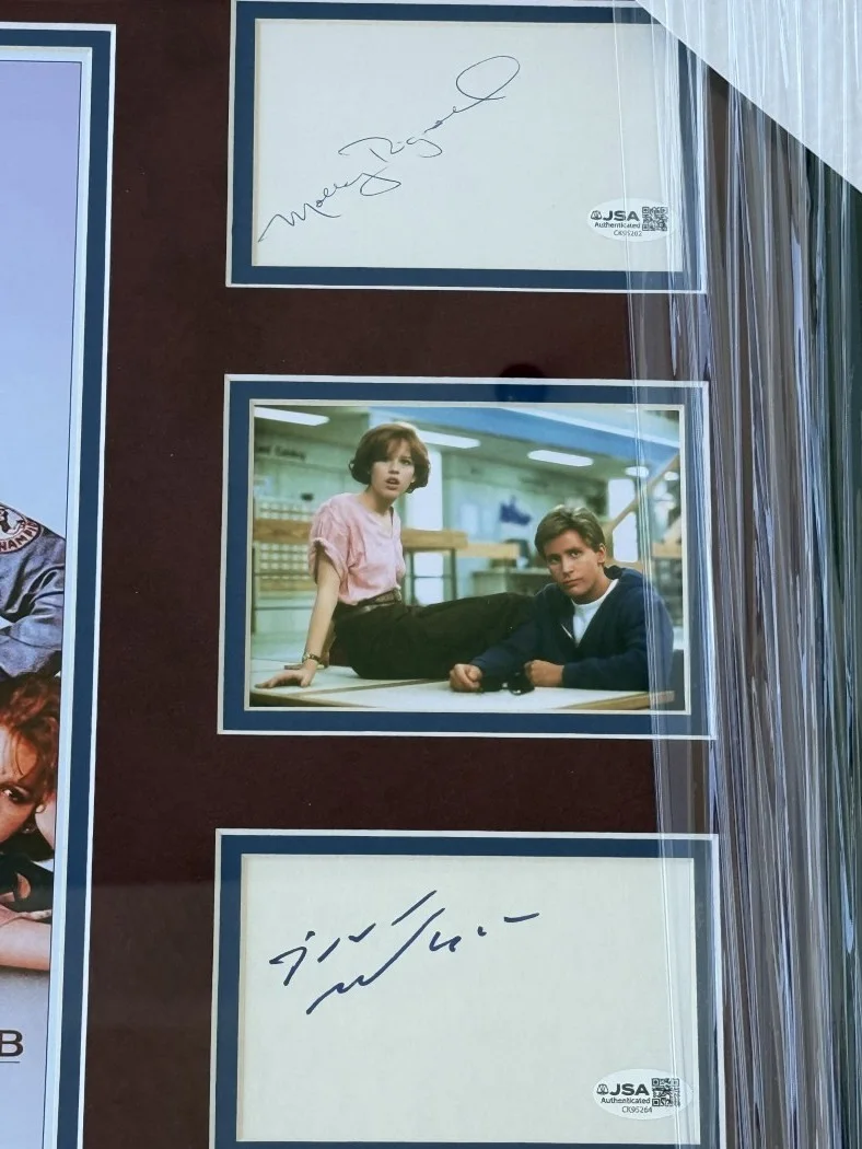 Emilio Estevez, Judd Nelson, Ally Sheedy, Molly Ringwald, Anthony Mic — The Breakfast Club Signed Cuts & Photo Emilio Estevez John Hughes +6 Framed JSA, изображение 4