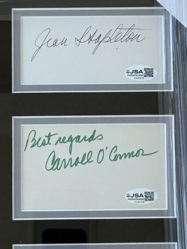 Carroll O'Connor, Archie Bunker, Jean Stapleton, Edith Gunker — All In The Family Signed Cast Cuts Carroll O'Connor Rob Reiner +6 Framed JSA, image 2