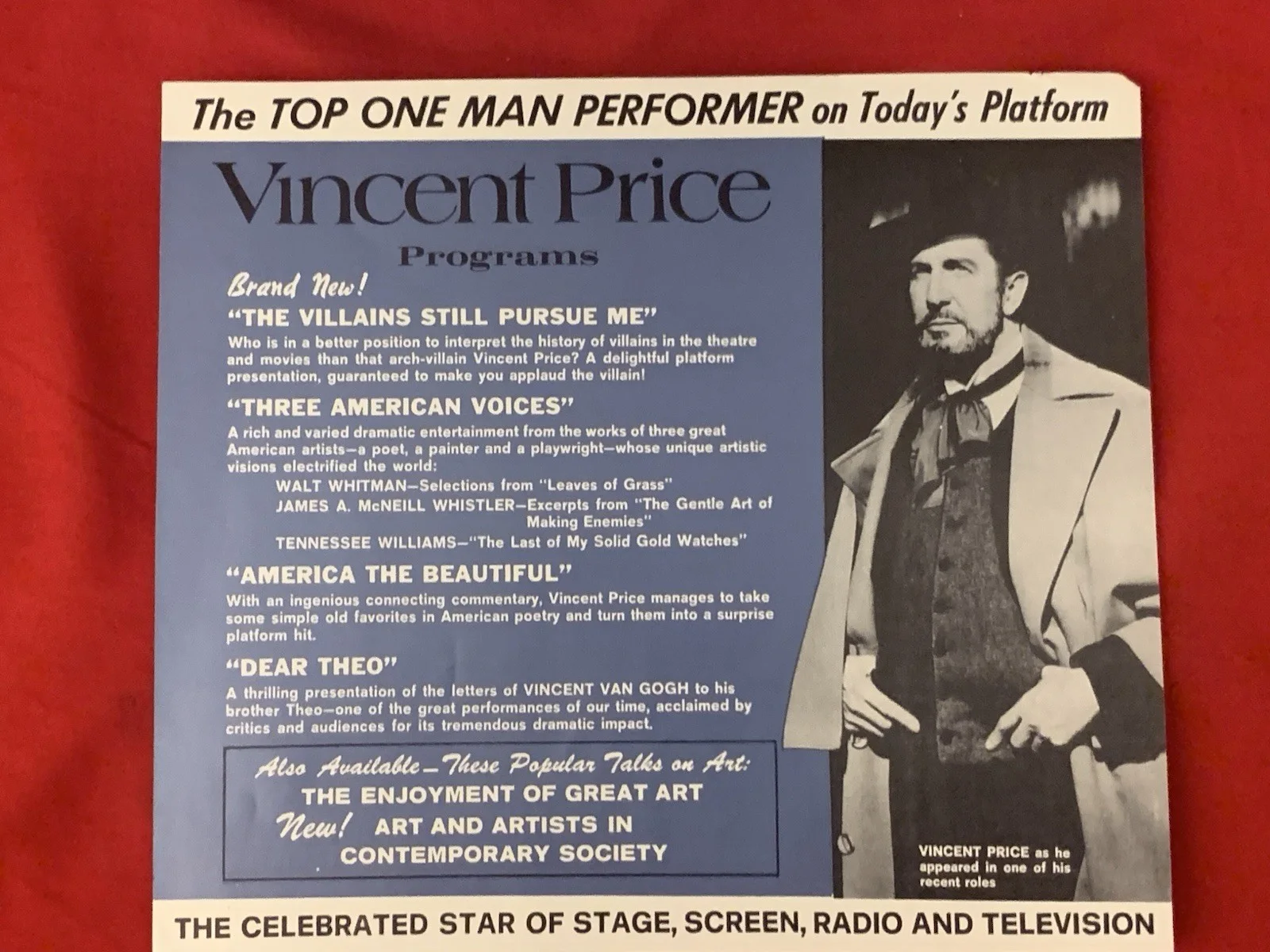 Vincent Price Estate 2-sided Promotional Broadside & Blank Price Card! 23j, изображение 5