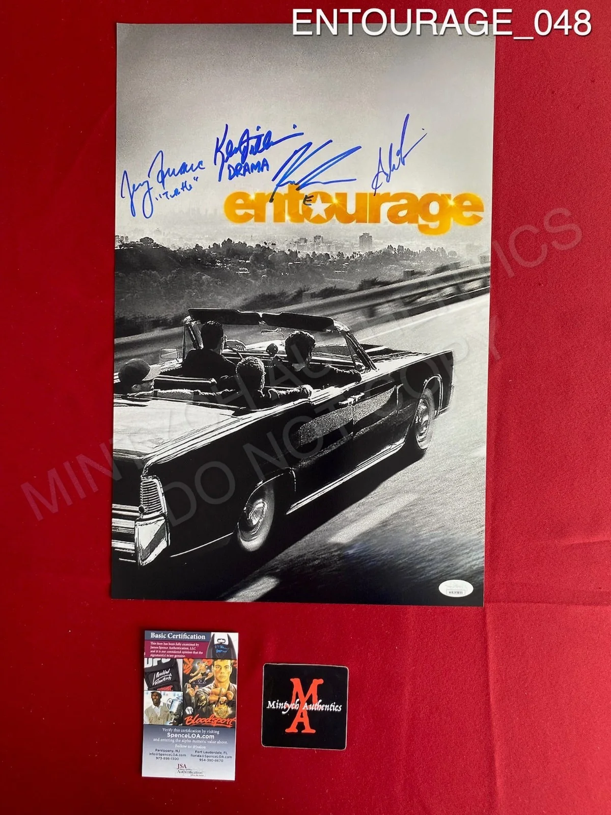 Kevin Dillon, Adrian Grenier, Jerry Ferrara, Kevin Connolly — Entourage cast signed 11x17 photo Grenier Ferrara Dillon Connolly JSA COA