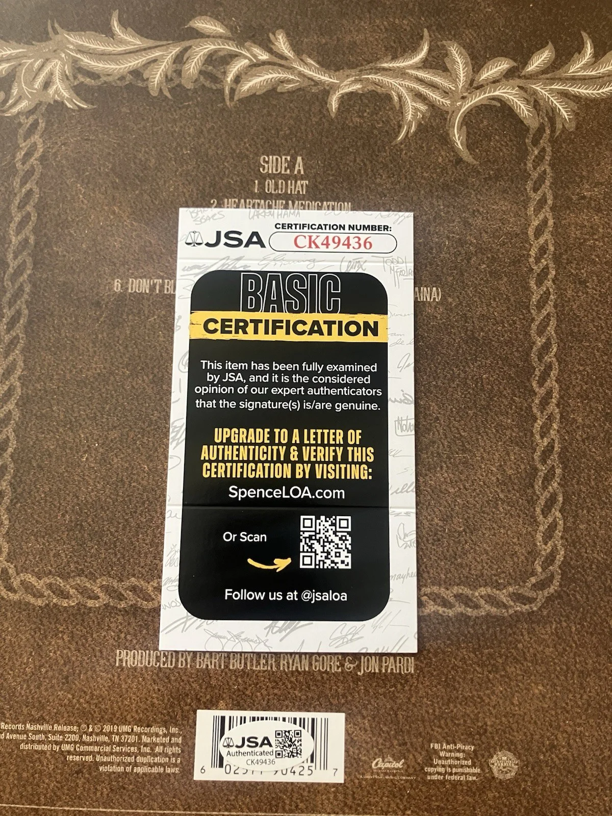 JON PARDI SIGNED AUTOGRAPHED HEARTACHE MEDICATION ALBUM VINYL LP FRAMED JSA COA!, изображение 2