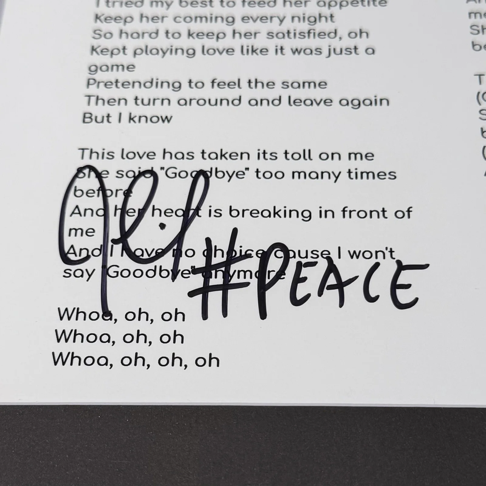 MAROON 5 BAND SIGNED LYRIC SHEET FRAMED JESSE CARMICHAEL AUTOGRAPH JSA COA, image 3