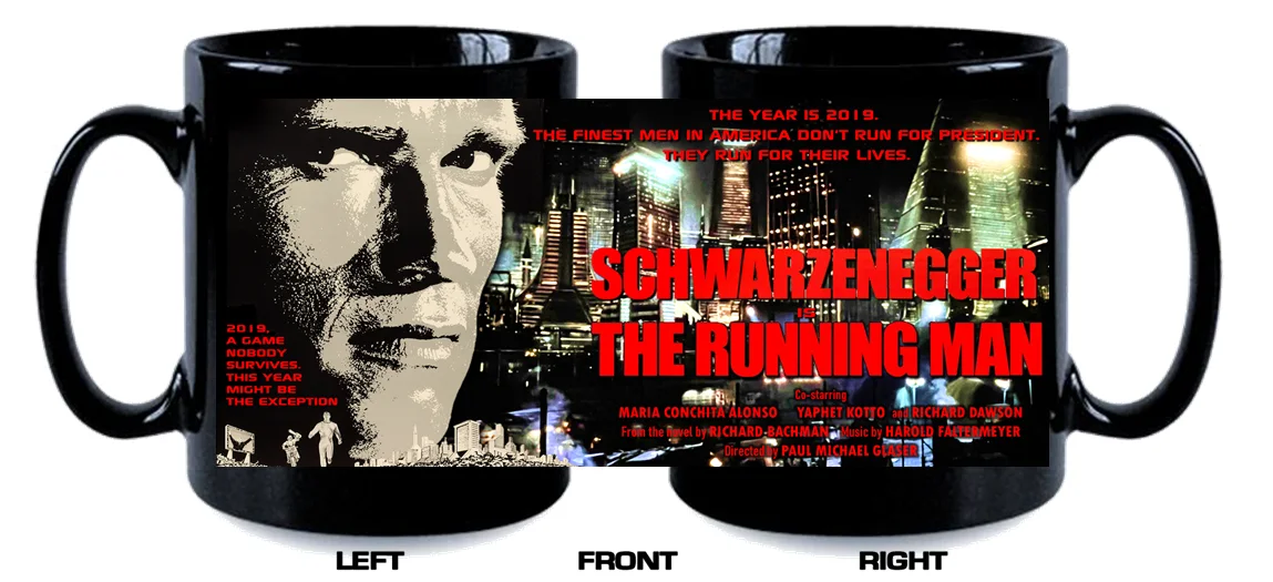 THE RUNNING MAN FILM mugs Custom NEW Schwarzenegger stephen king paul glaser, изображение 3