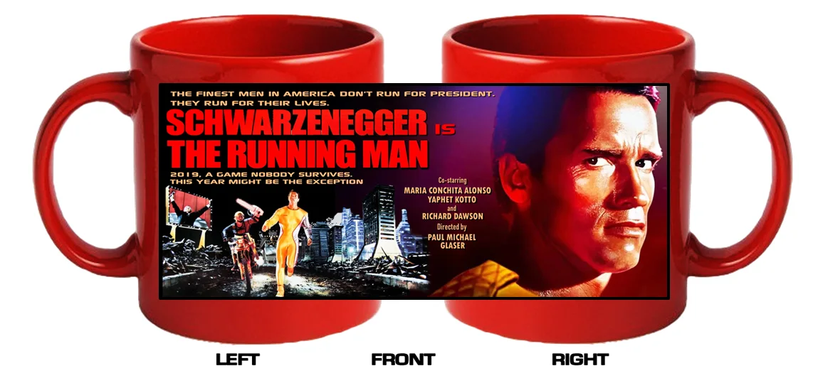 THE RUNNING MAN FILM mugs Custom NEW Schwarzenegger stephen king paul glaser, изображение 4