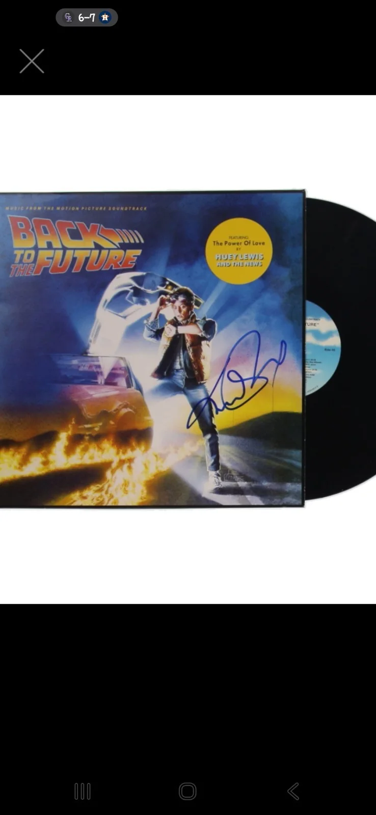 Michael J Fox — MICHAEL J FOX SIGNED BACK TO THE FUTURE SOUNDTRACK RECORD ALBUM Beckett Bas Cert, изображение 2