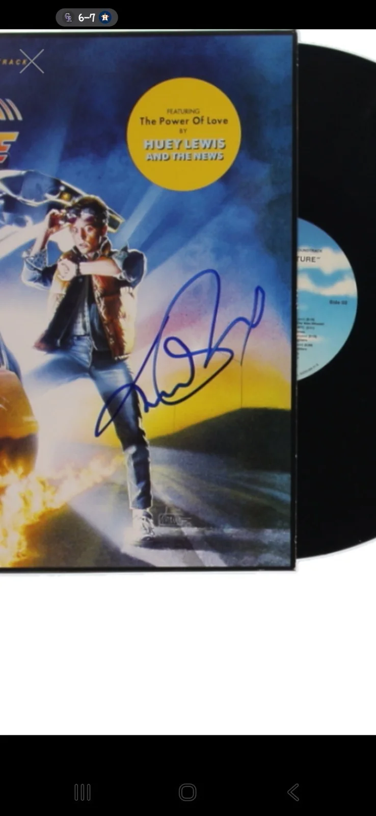 Michael J Fox — MICHAEL J FOX SIGNED BACK TO THE FUTURE SOUNDTRACK RECORD ALBUM Beckett Bas Cert, изображение 3