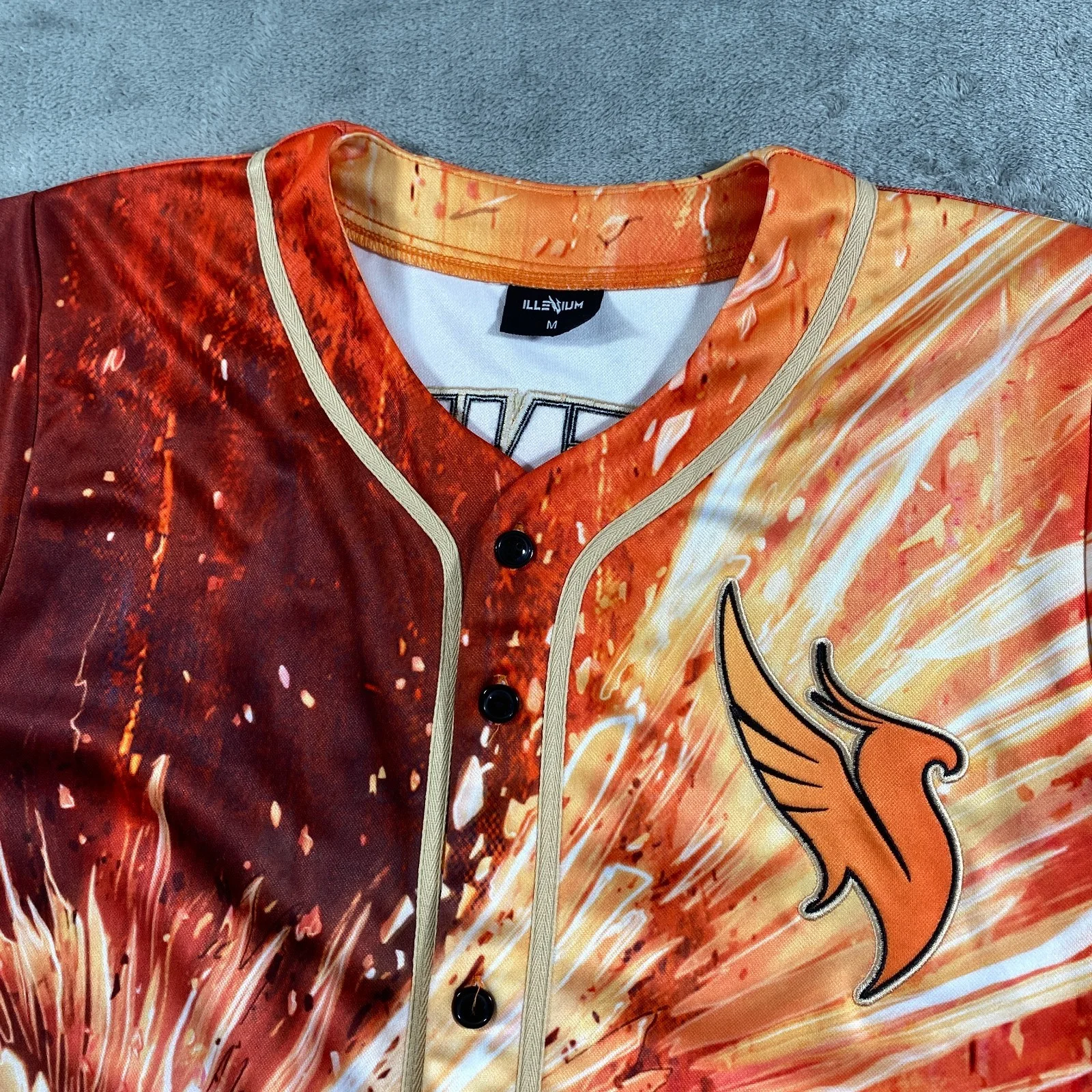 Illenium Fallen Embers Baseball Jersey Medium Phoenix Fire Orange Rave EDM #3, image 2
