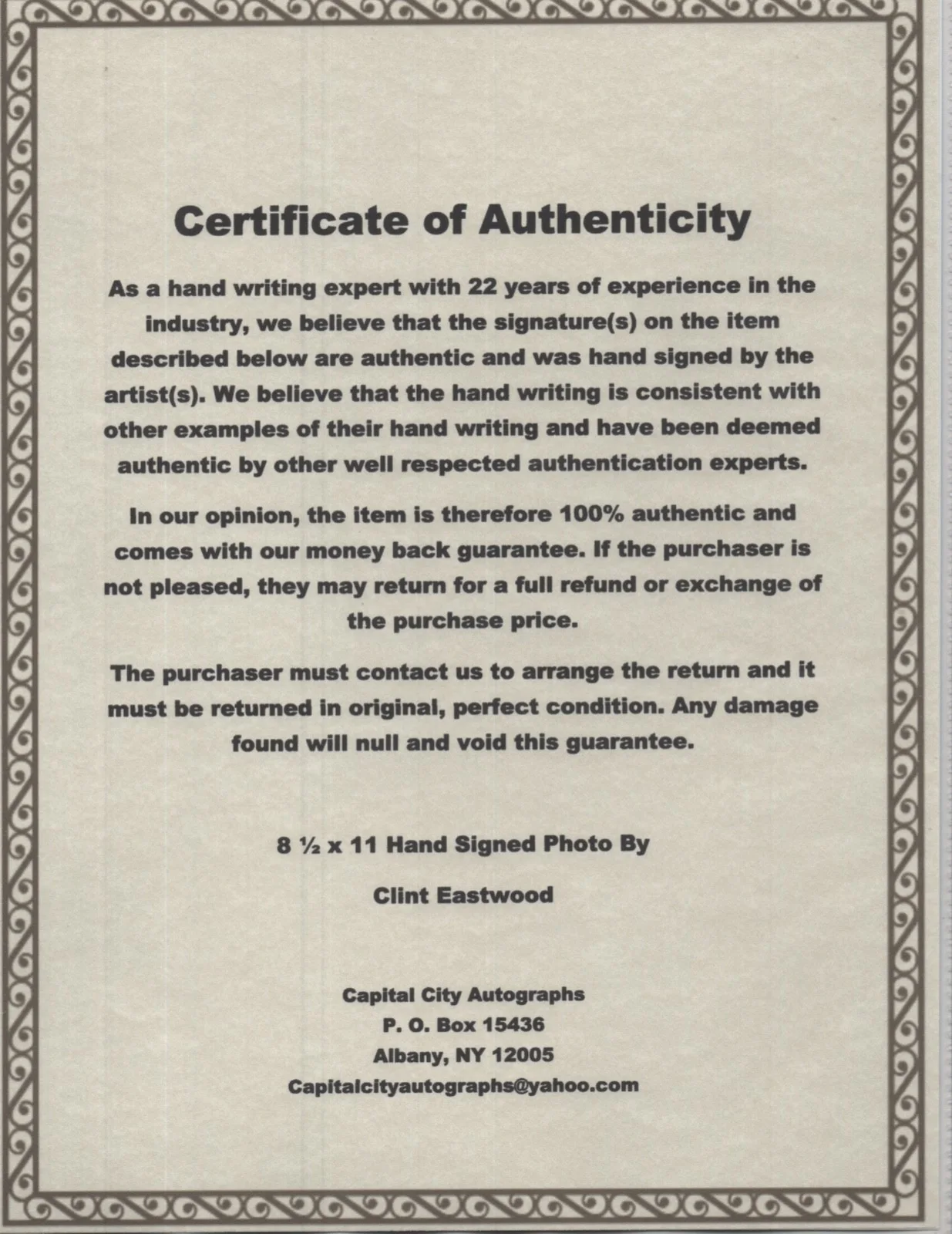 Clint Eastwood — CLINT EASTWOOD MOVIE & TV ACTOR AUTOGRAPH HAND SIGN COA HANDSOME DIRTY HARRY GUN, изображение 2