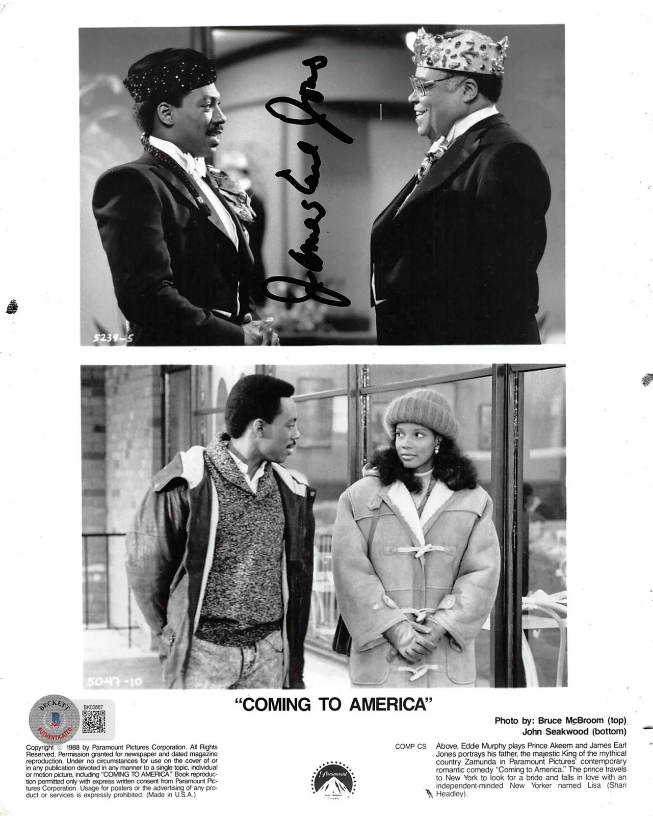 James Earl Jones — James Earl Jones Coming to America Authentic Signed 8x10 Photo BAS #BK03887