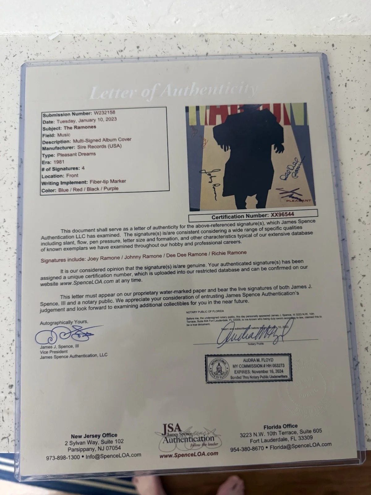 The Ramones Signed Album JSA authenticated, image 2