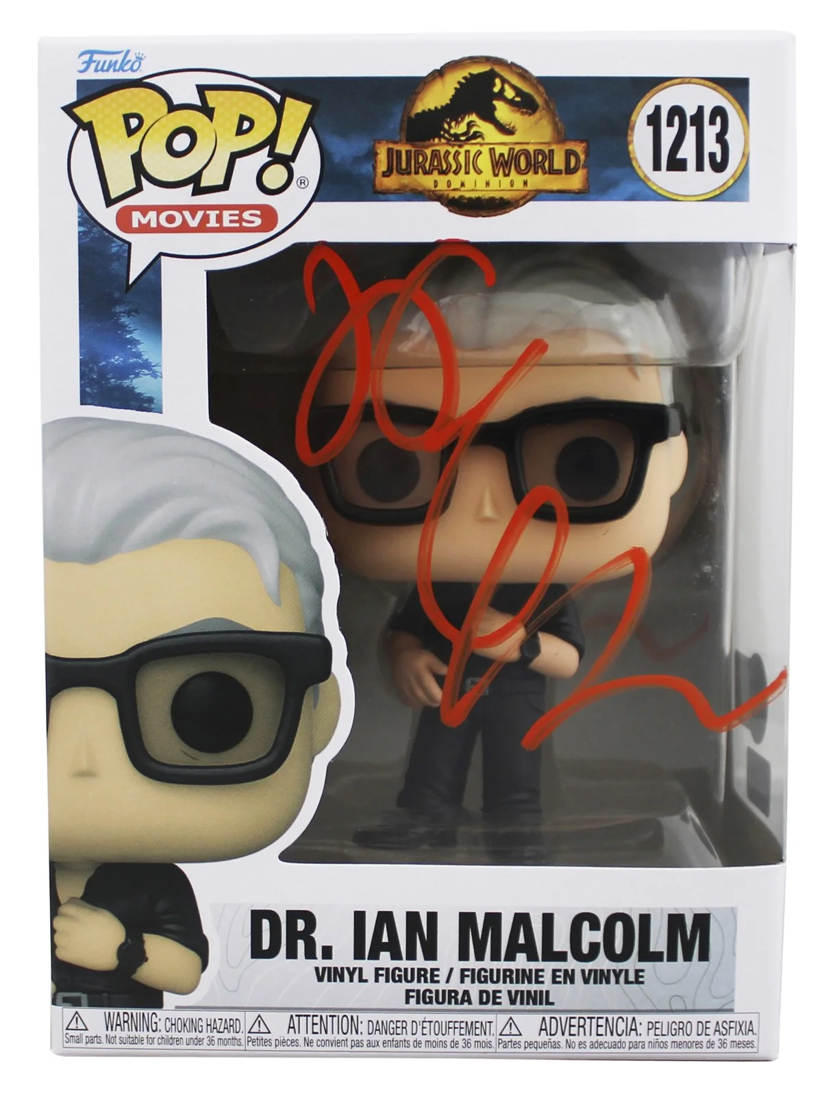 Jeff Goldblum — Jeff Goldblum Jurassic World Signed Dr. Ian Malcolm #1213 Funko Pop Figure BAS