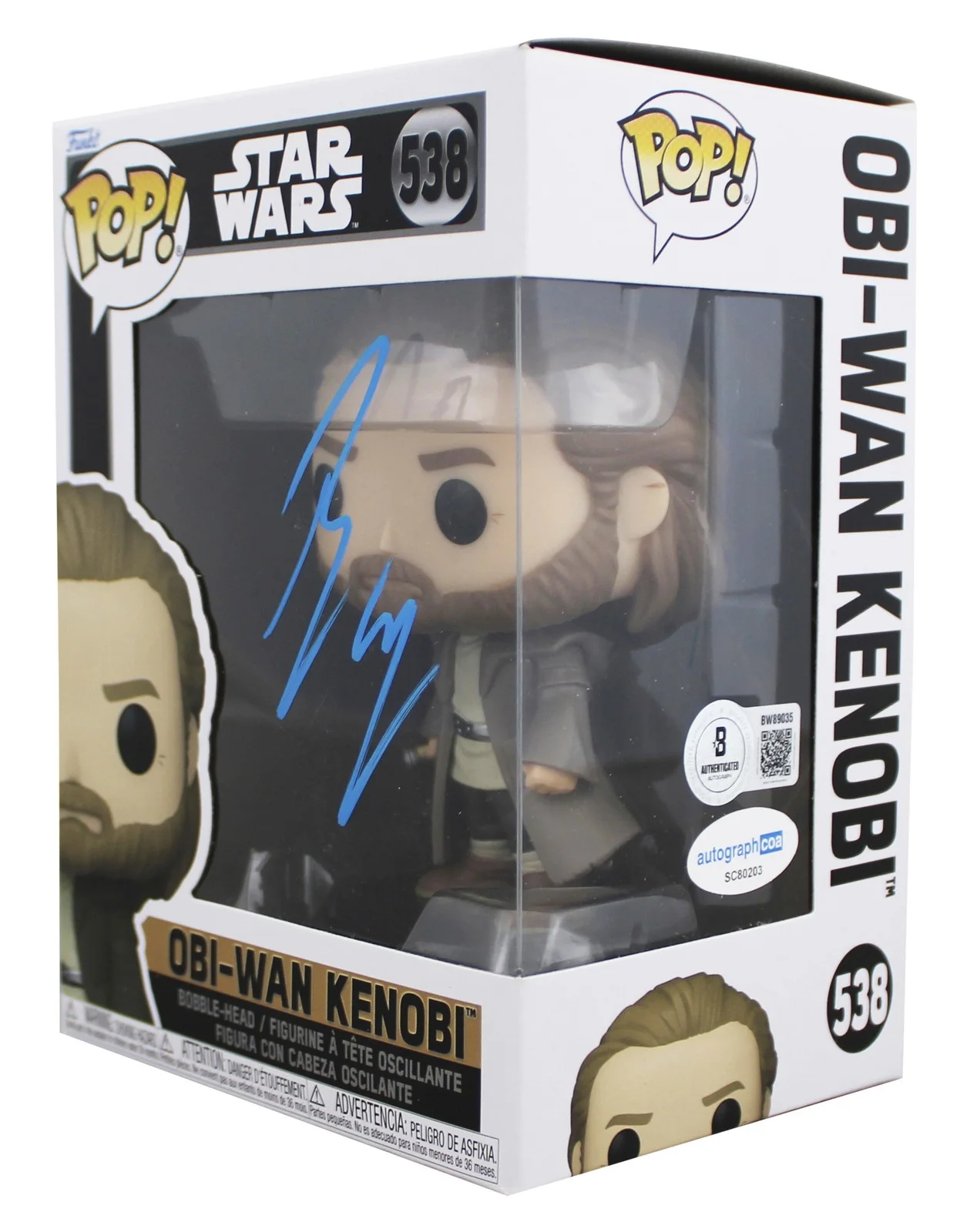 Ewan McGregor — Ewan McGregor Star Wars Signed Obi-Wan Kenobi #538 Funko Pop Figure BAS #BW89035, изображение 2