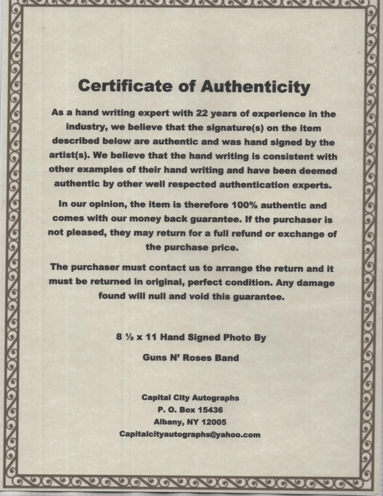 GUNS "N" ROSES ~ 5 SEXY MALE MEMBERS ALL HAND SIGNED COA YOUNGER DAYS,BUY IT NOW, изображение 2
