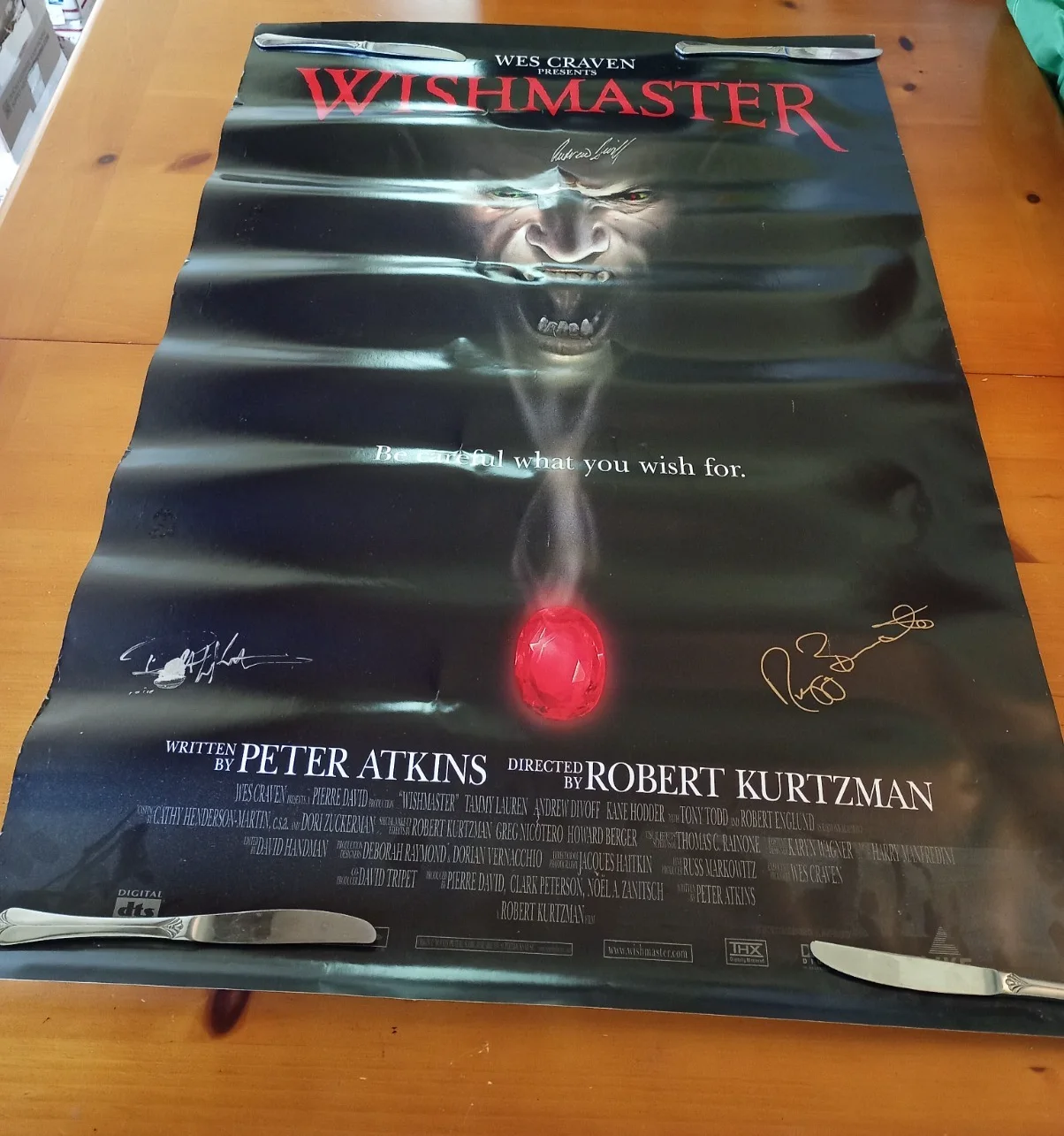 Andrew Divoff, Robert Kurtzman, Peter Atkins — Wishmaster- SIGNED Movie Poster & Movie Mylar - W/ Credits (27"x40"), изображение 2