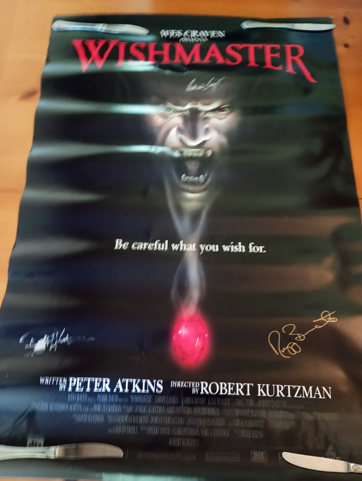 Andrew Divoff, Robert Kurtzman, Peter Atkins — Wishmaster- SIGNED Movie Poster & Movie Mylar - W/ Credits (27"x40"), изображение 3