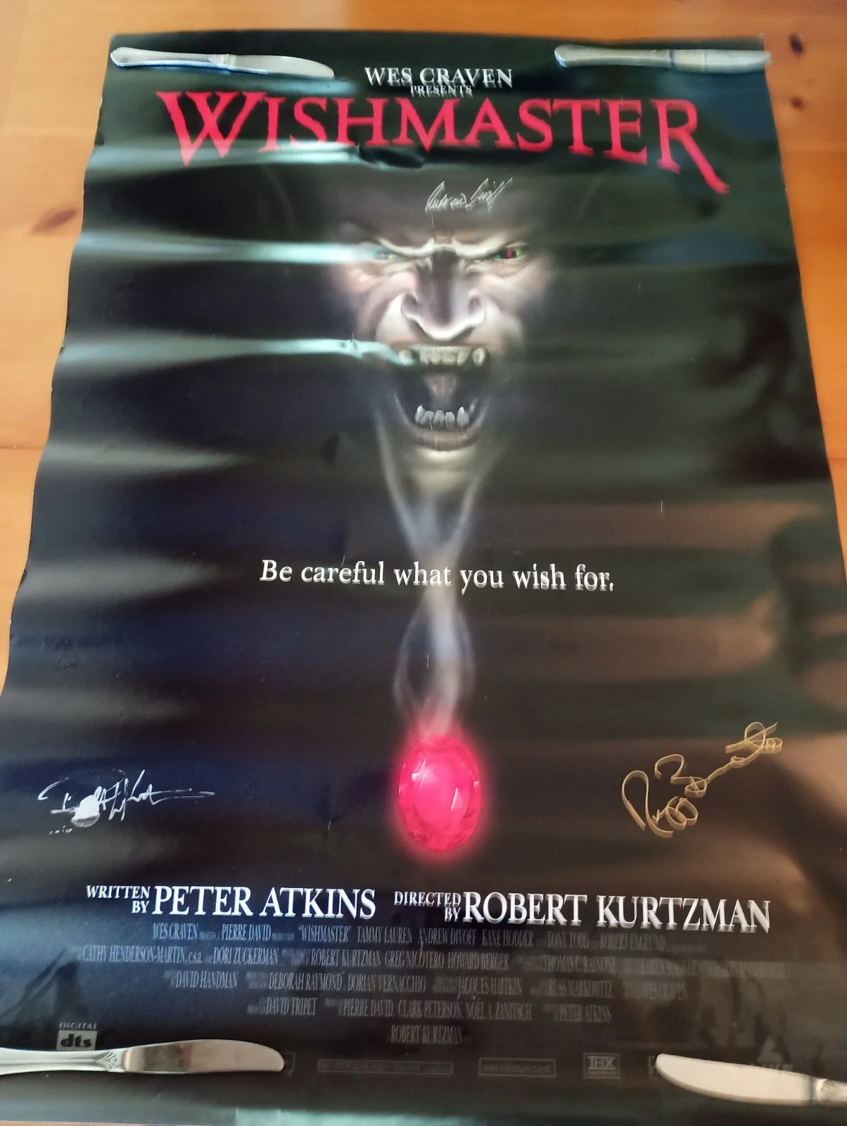 Andrew Divoff, Robert Kurtzman, Peter Atkins — Wishmaster- SIGNED Movie Poster & Movie Mylar - W/ Credits (27"x40"), изображение 4