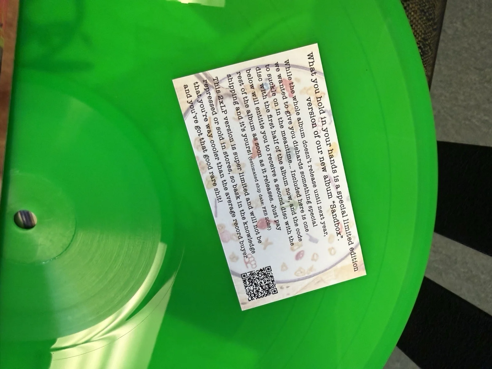 The All-American Rejects Sandbox Limited Edition Green Vinyl Signed Record new, image 4