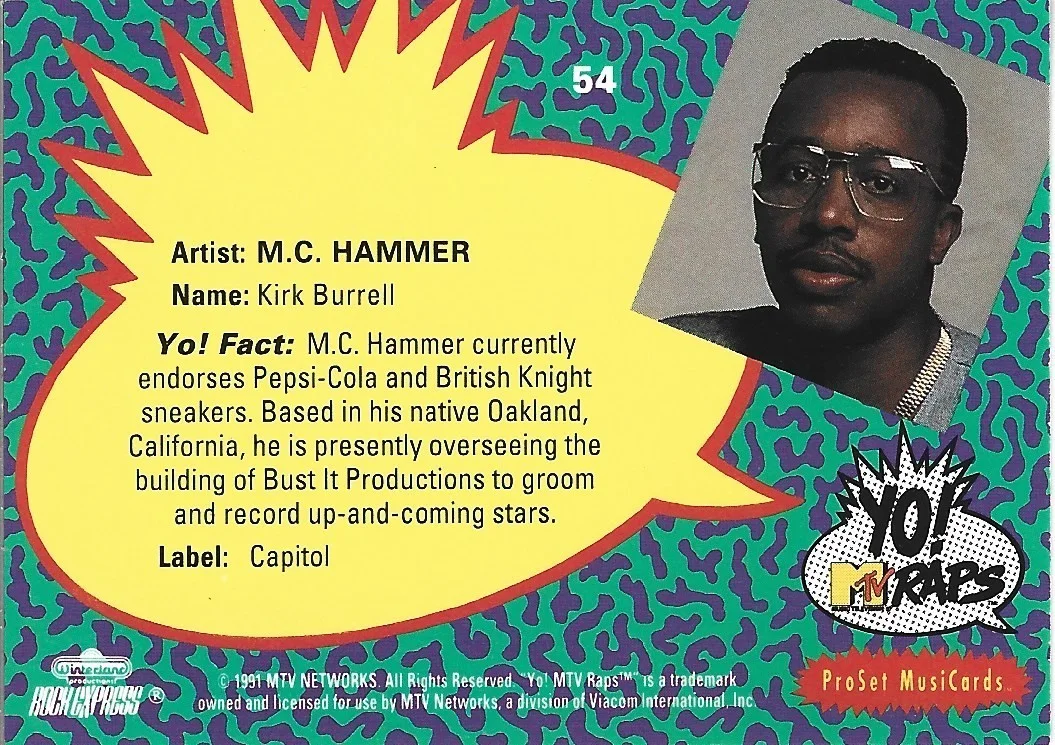 MC Hammer REAL hand SIGNED 1991 Yo! MTV Raps Trading Card #2 COA Autographed, image 2