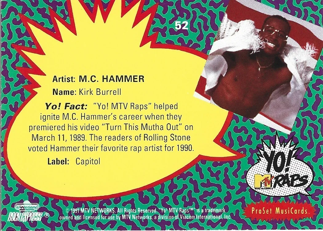 MC Hammer REAL hand SIGNED 1991 Yo! MTV Raps Trading Card #1 COA Autographed, изображение 2