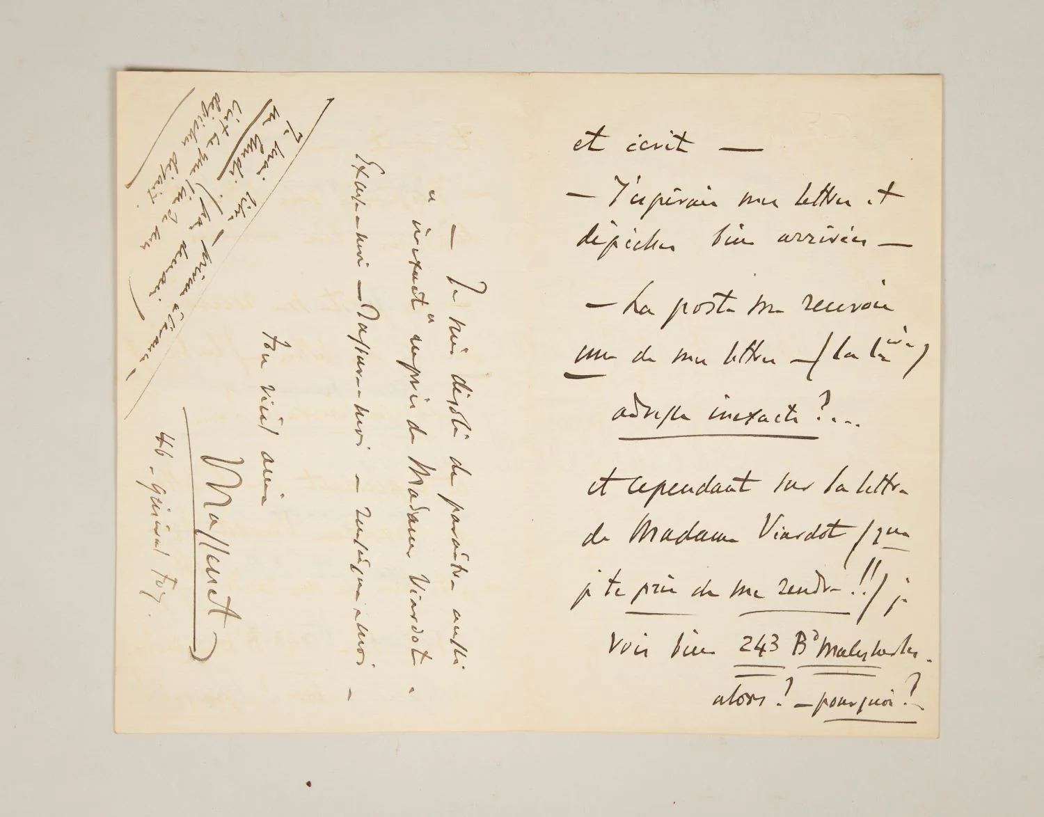 Jules MASSENET / Autograph letter signed Massenet mentioning Pauline Viardot, изображение 3