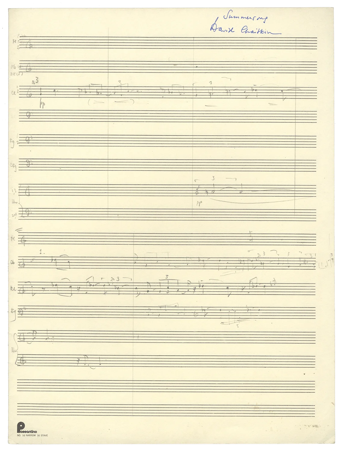 David CHAITKIN / Summersong Autograph sketchleaf in full score Signed, image 2