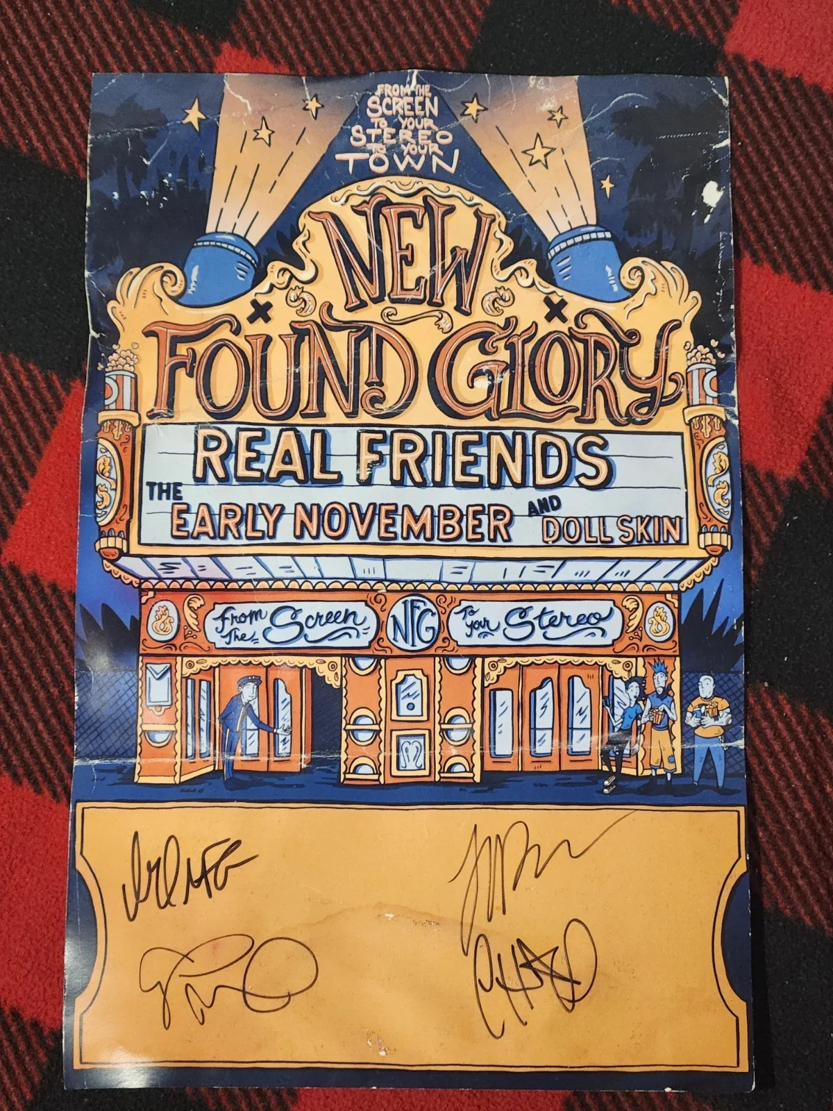 New found glory signed poster from the screen to your stereo to your town tour, изображение 2