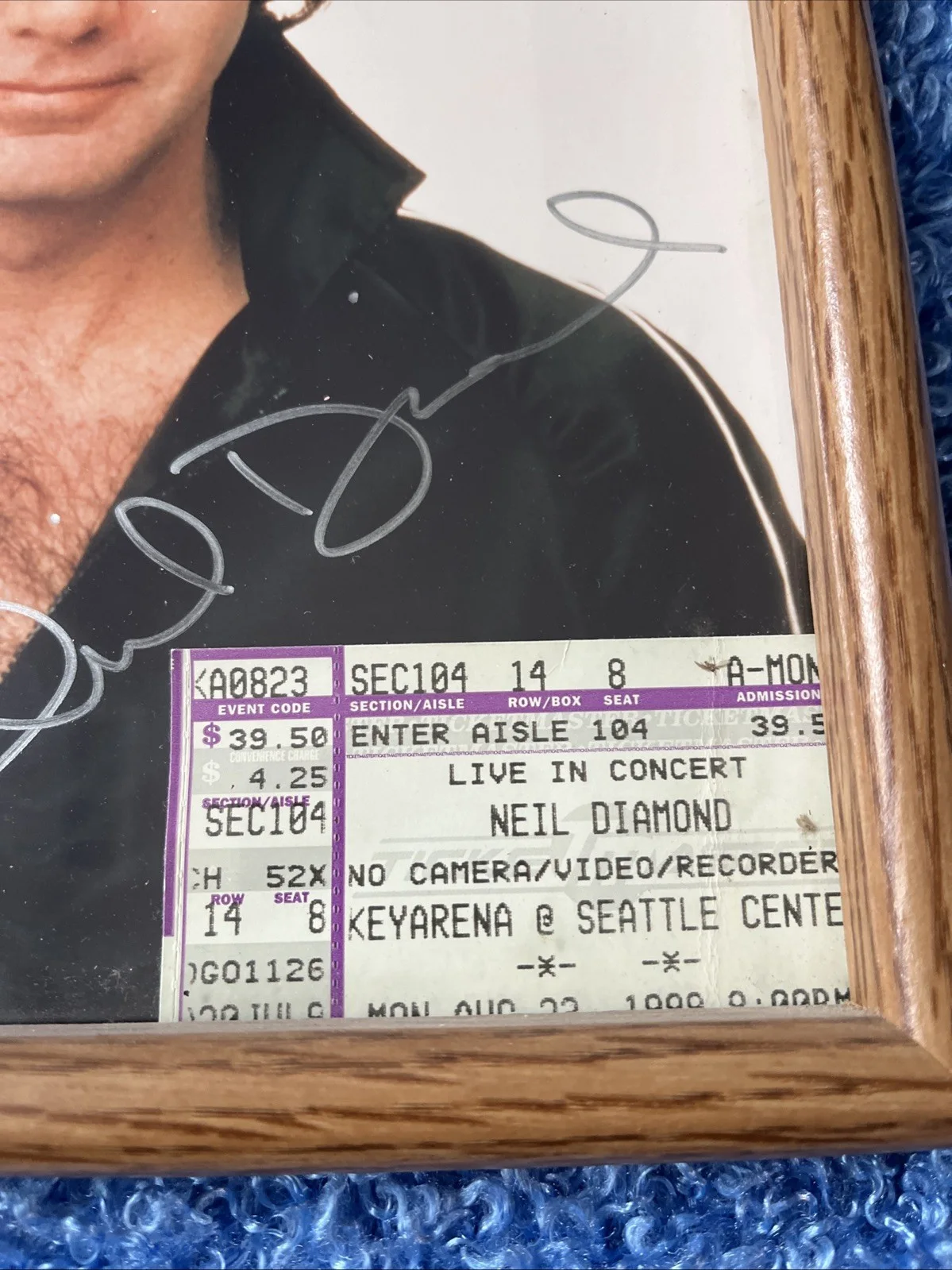 8 X 10 Signed Neil Diamond Photograph With Concert Ticket, изображение 3