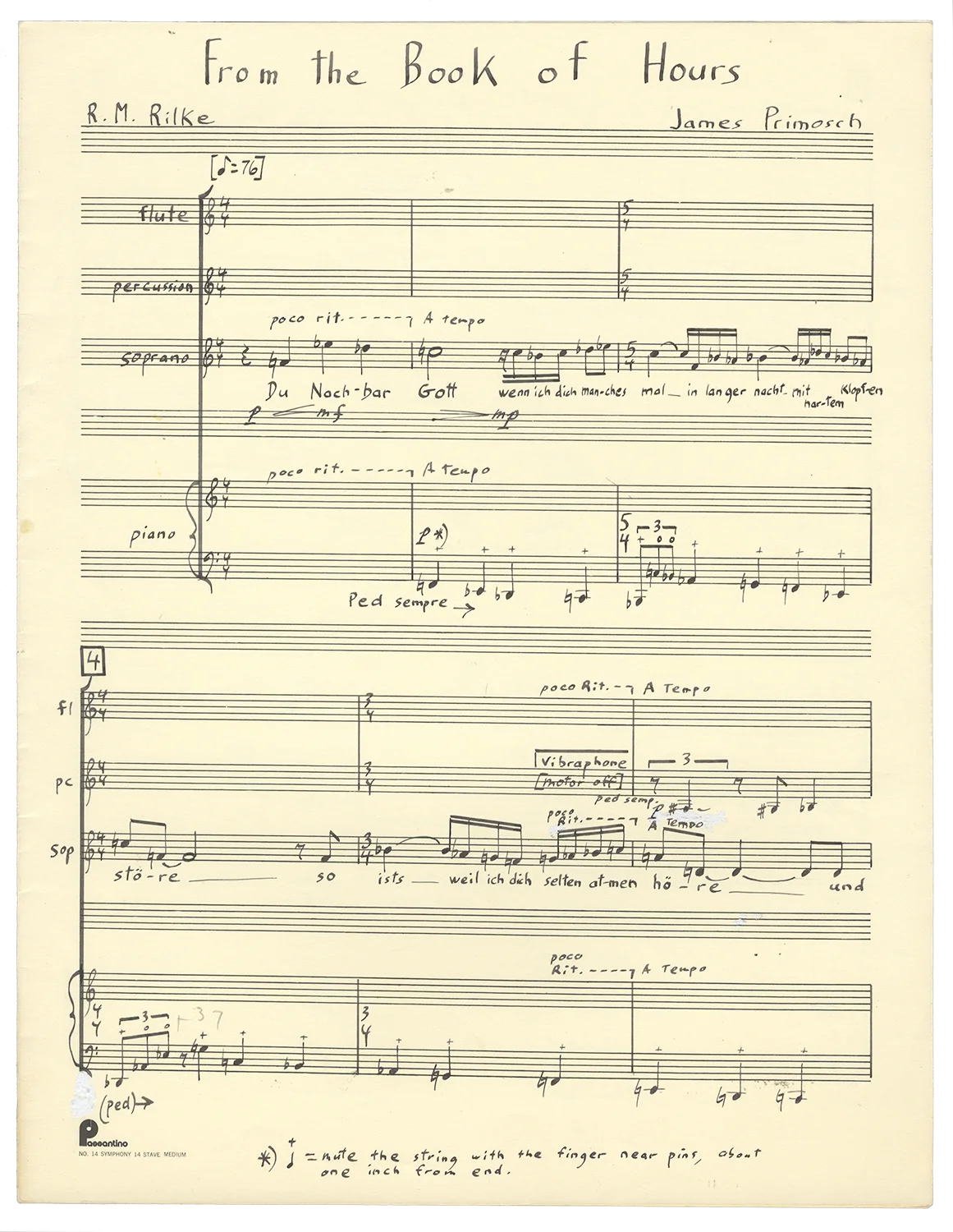 James PRIMOSCH / From the Book of Hours Du nachbar Gott song cycle Signed 1994, изображение 2
