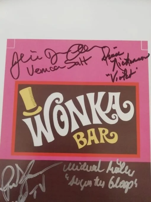 Willy Wonka And The Chocolate Factory Wonka Bar Art Work, Signed By All 5 kids !, изображение 2