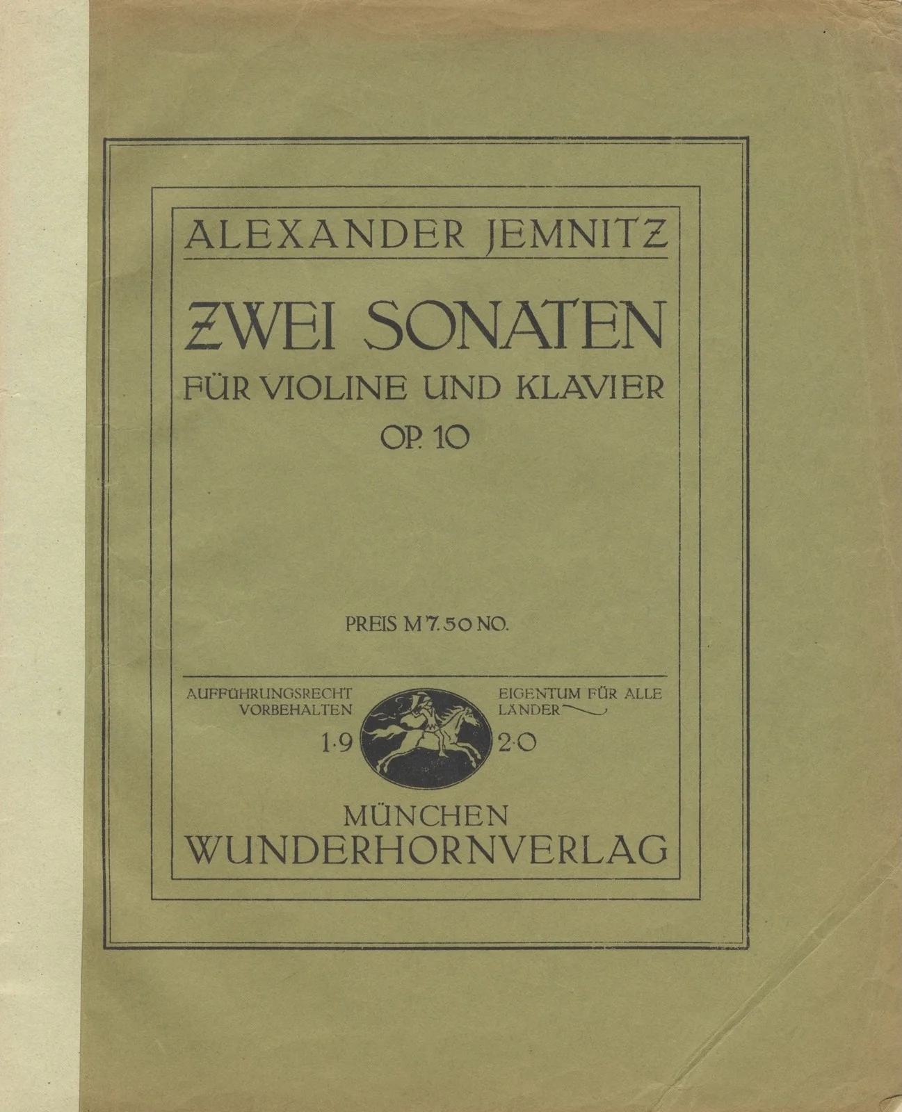 Sándor JEMNITZ / Zwei Sonaten für Violine und Klavier Op 10 Preis Signed, изображение 2