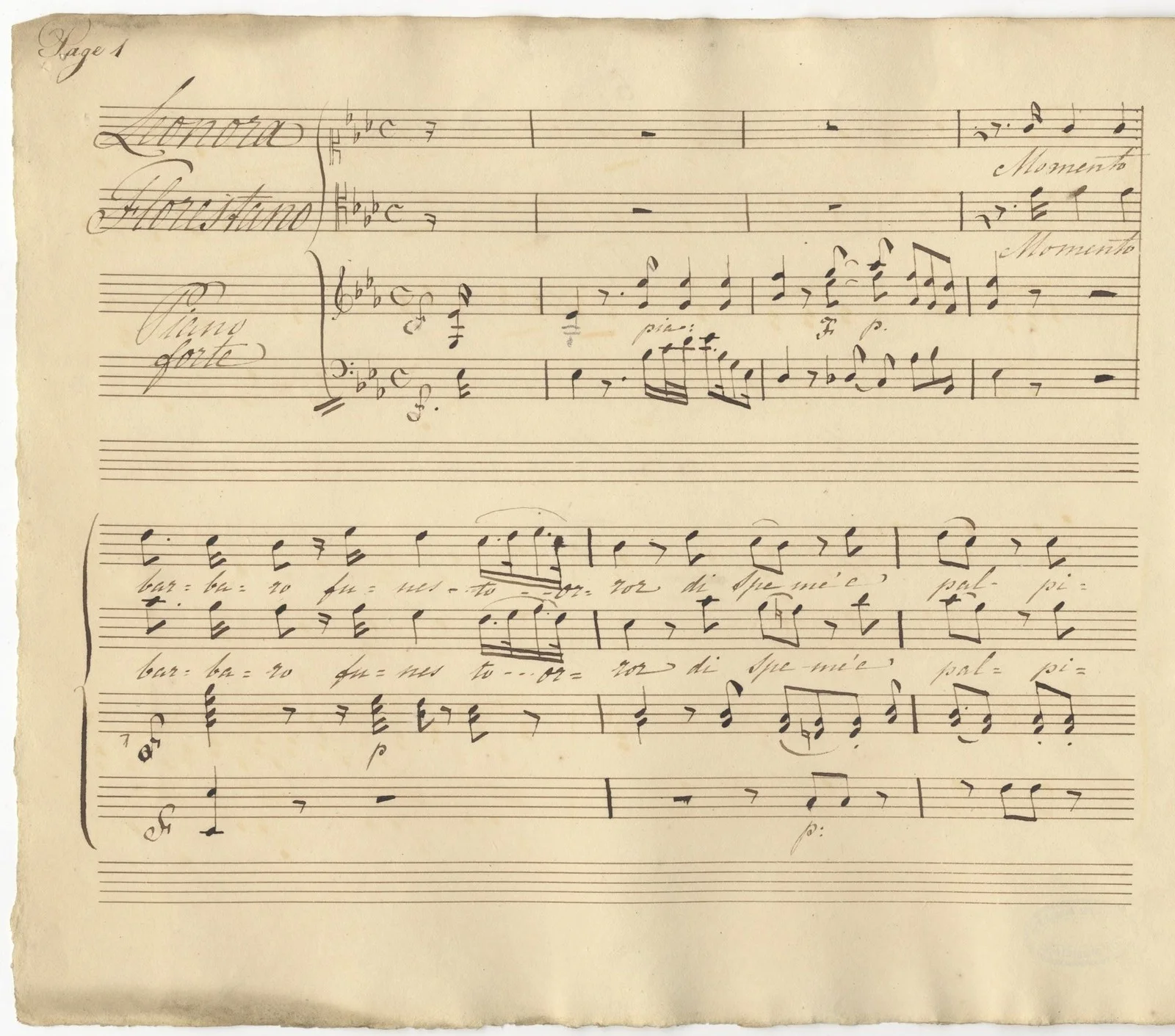 Ferdinando PAER / Duetto nella Leonora Coyist manuscript for voices and piano, изображение 2