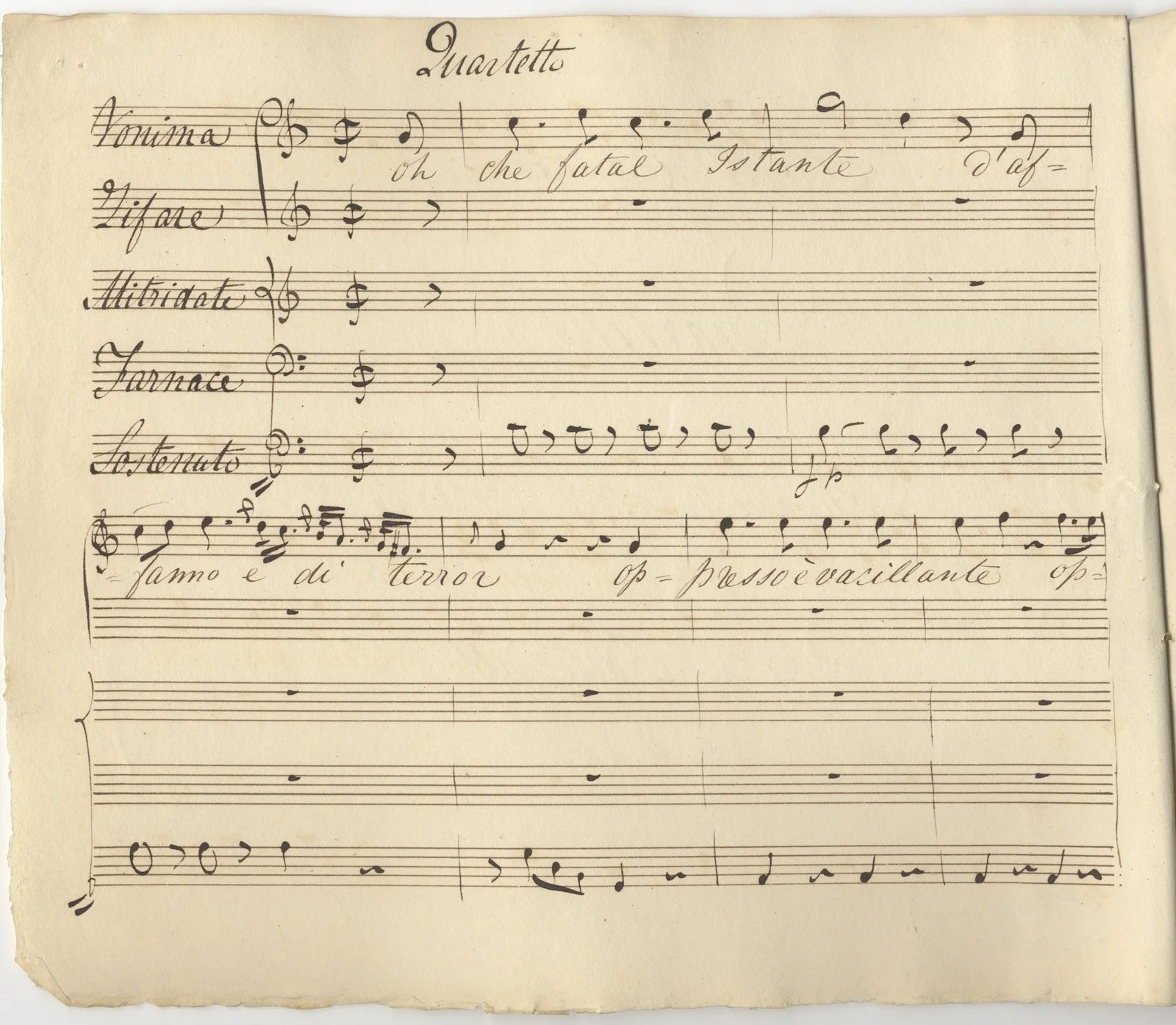 Marcos PORTUGAL / Parte Cantante Quartetto Oh che Fatale Istante Manuscript, изображение 2