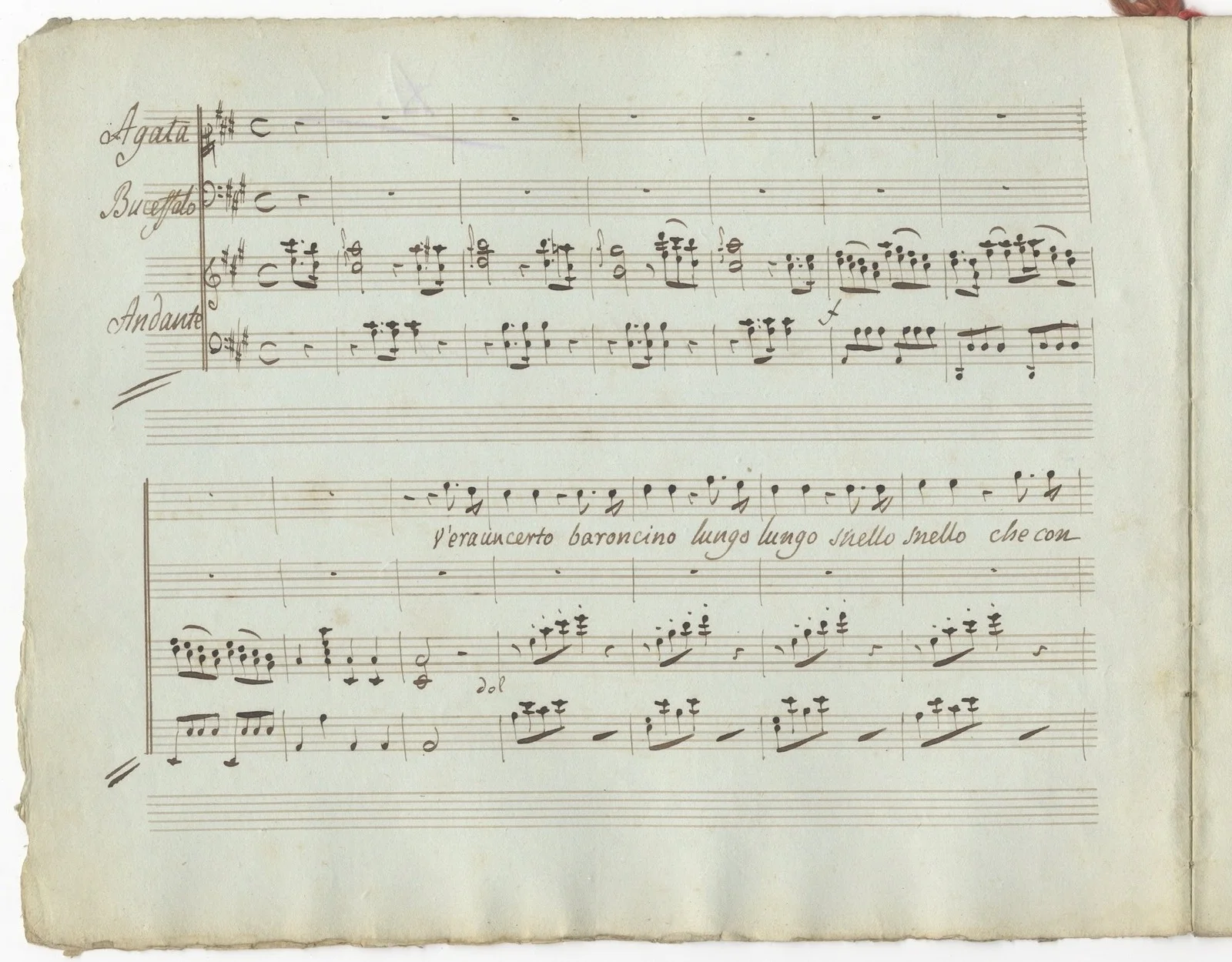 Pietro Carlo GUGLIELMI / V'era un certo Barocino Duetto Copyist manuscript 1820, изображение 2