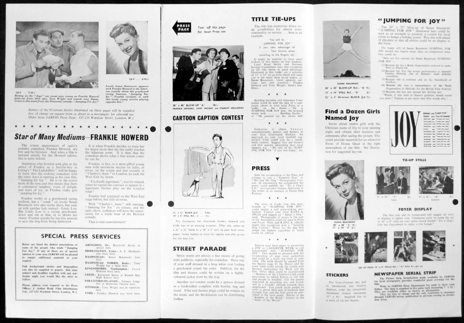 JUMPING FOR JOY 1955 Frankie Howerd Stanley Holloway A.E. Matthews CAMPAIGN BOOK, image 2