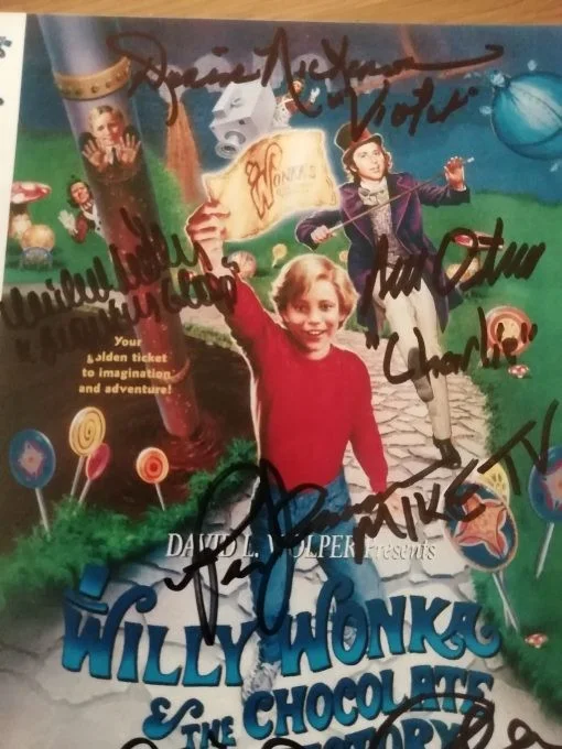 Willy Wonka And The Chocolate Factory, DVD Film Cover Signed By All 5 Kids !, изображение 2