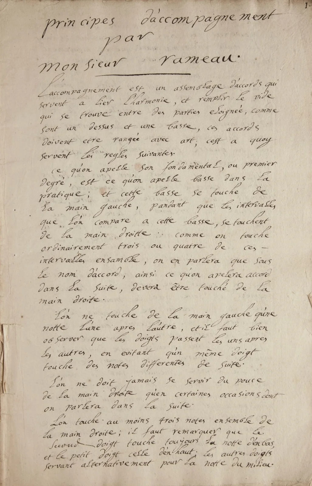 Jean-Philippe RAMEAU / Principes de Composition Contemporary manuscript, image 4