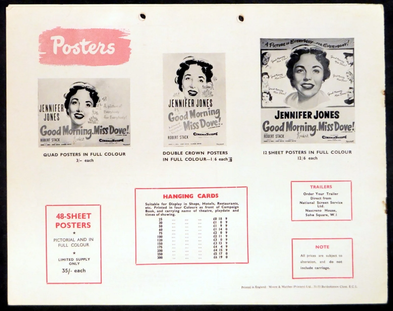 GOOD MORNING MISS DOVE 1955 Jennifer Jones, Robert Stack UK CAMPAIGN BOOK, image 2