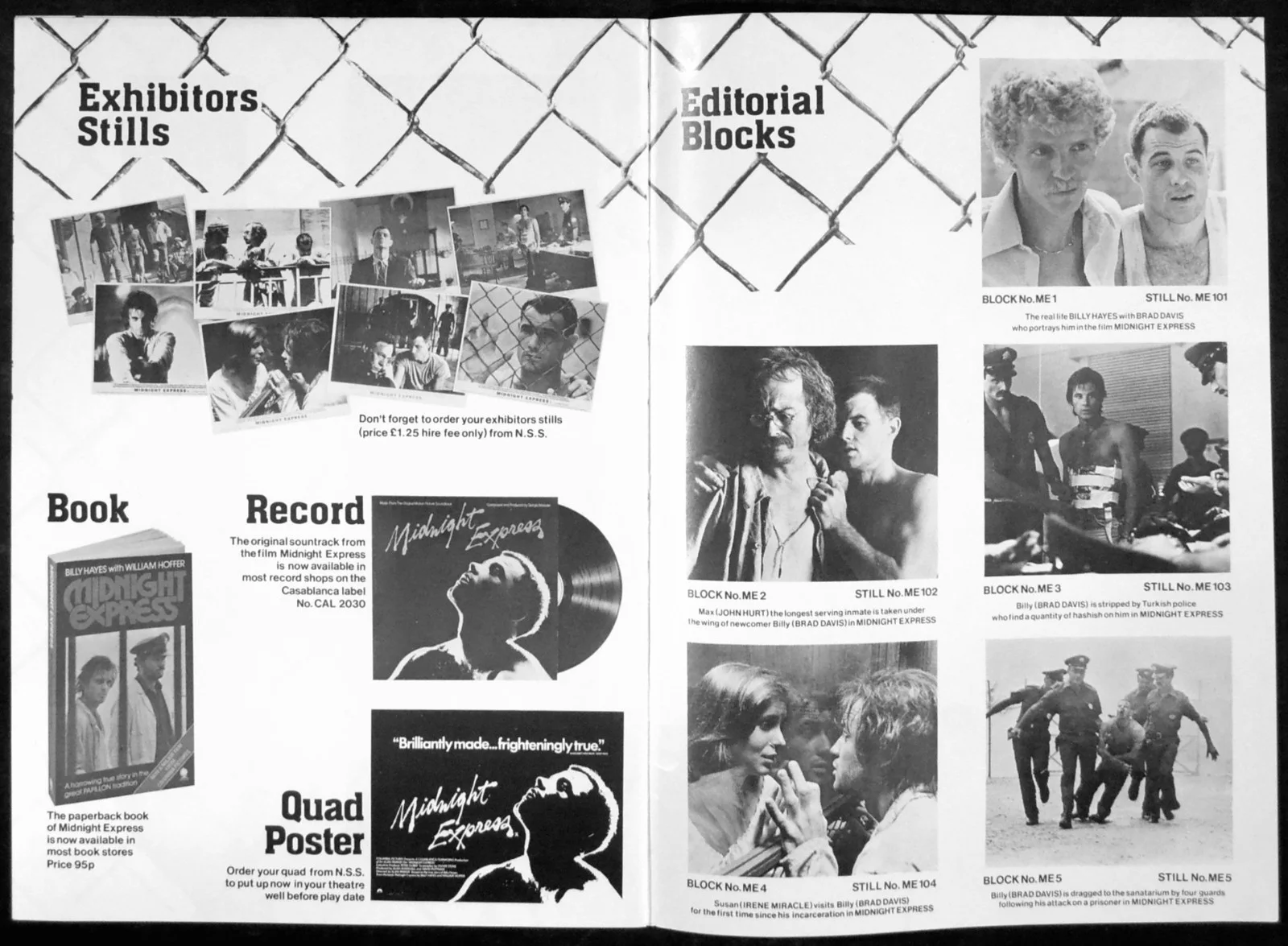 MIDNIGHT EXPRESS 1978 Brad Davis, Randy Quaid, John Hurt UK CAMPAIGN BOOK, изображение 2
