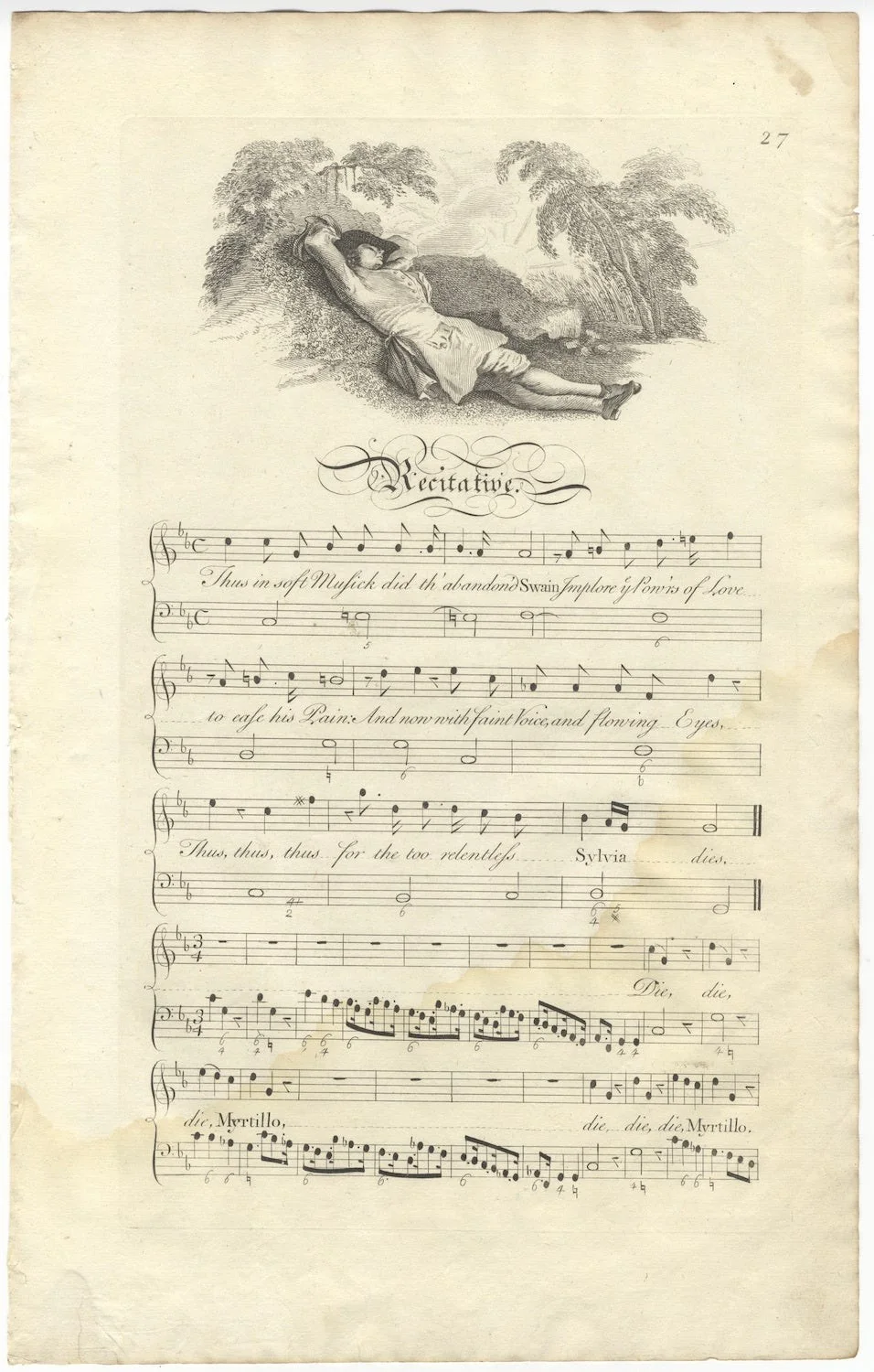 ENGLISH ILLUSTRATED VOCAL / Myrtillo Or the Despairing Swain To the Rt 1740, изображение 3