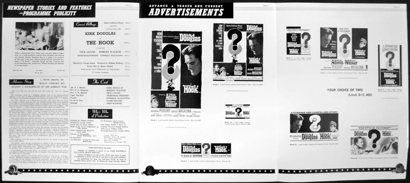 HOOK 1963 Kirk Douglas, Nick Adams, Robert Walker UK PRESSBOOK, image 2