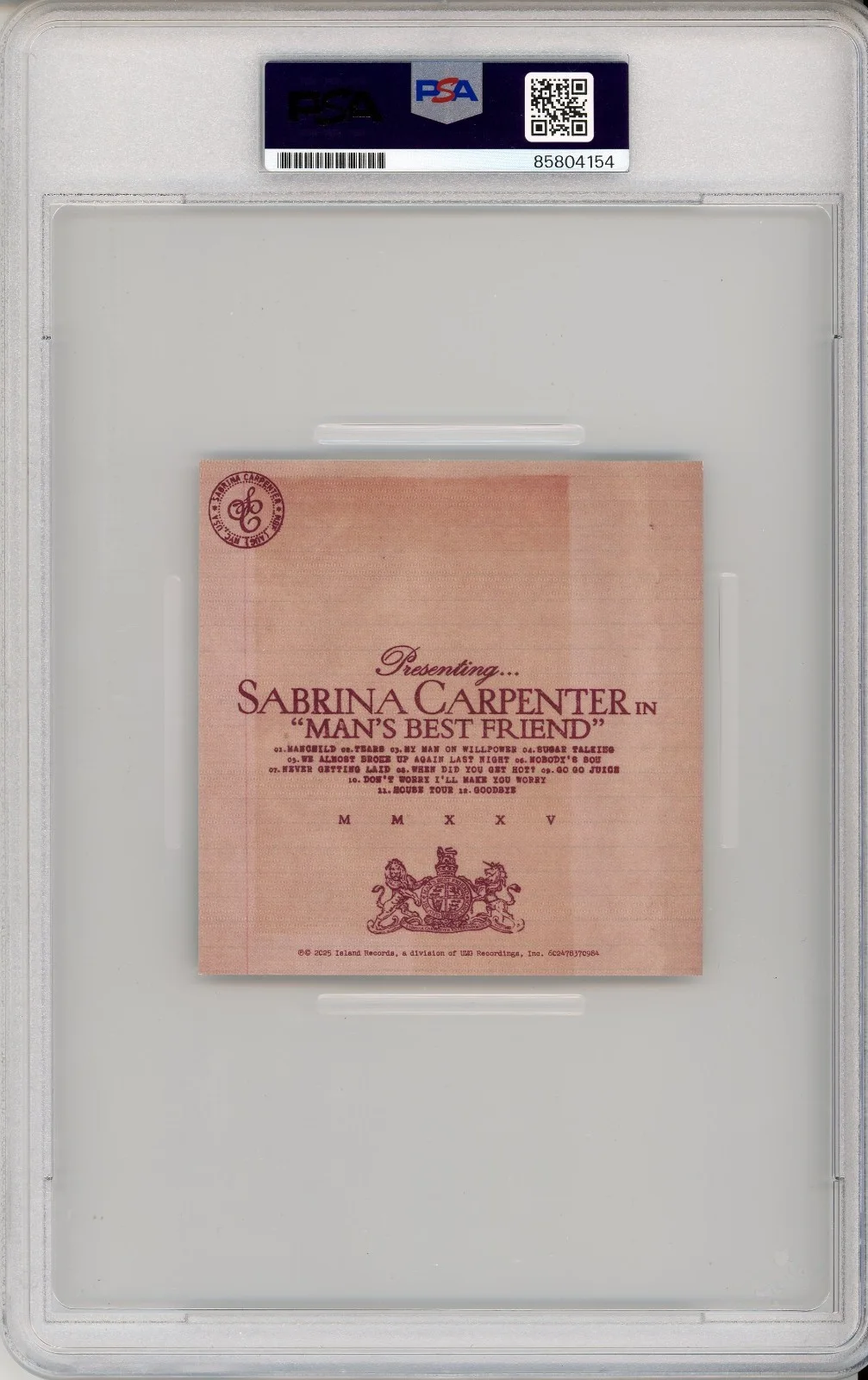 SIGNED Sabrina Carpenter Man's Best Friend Album Photo Card PSA DNA AUTOGRAPH, изображение 2