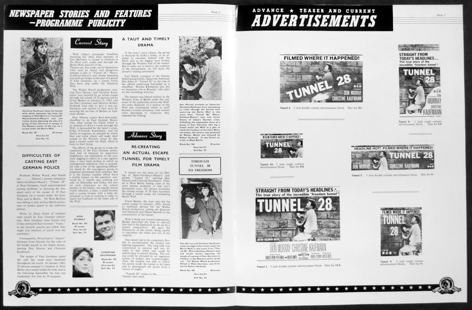 TUNNEL 28 1962 Don Murray, Christine Kaufmann, Werner Klemperer UK PRESSBOOK, image 2
