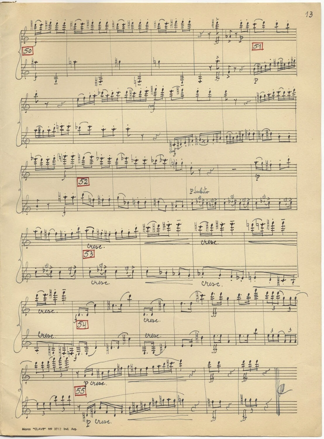 Jacobo FICHER / Sonata op 68 No= 1 Para Flauta y Clarinete en Sib Signed, изображение 2