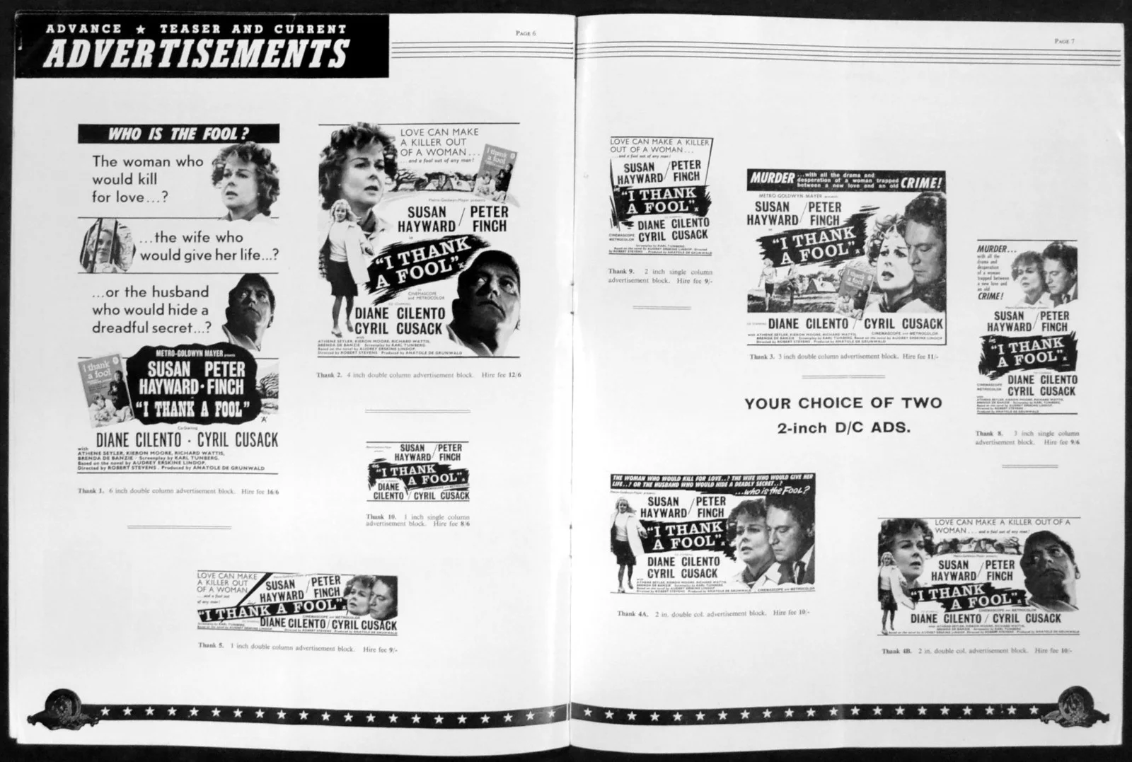 I THANK A FOOL 1962 Susan Hayward, Peter Finch, Diane Cilento UK PRESSBOOK, изображение 2