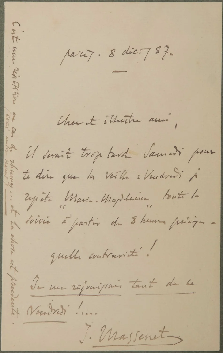 Jules MASSENET / Autograph letter signed J Massenet to his dear illustrious, изображение 2